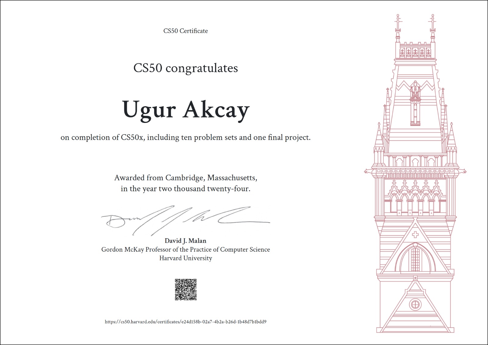 Harvard CS50x Certificate