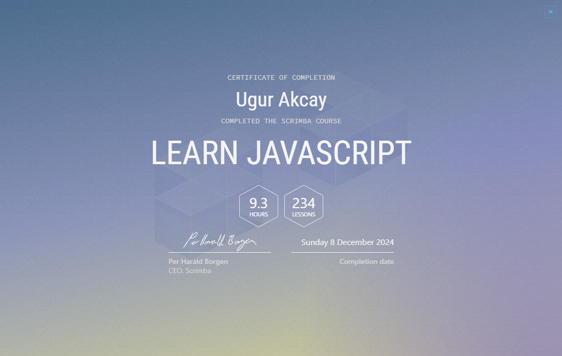 Scrimba JavaScript Certificate